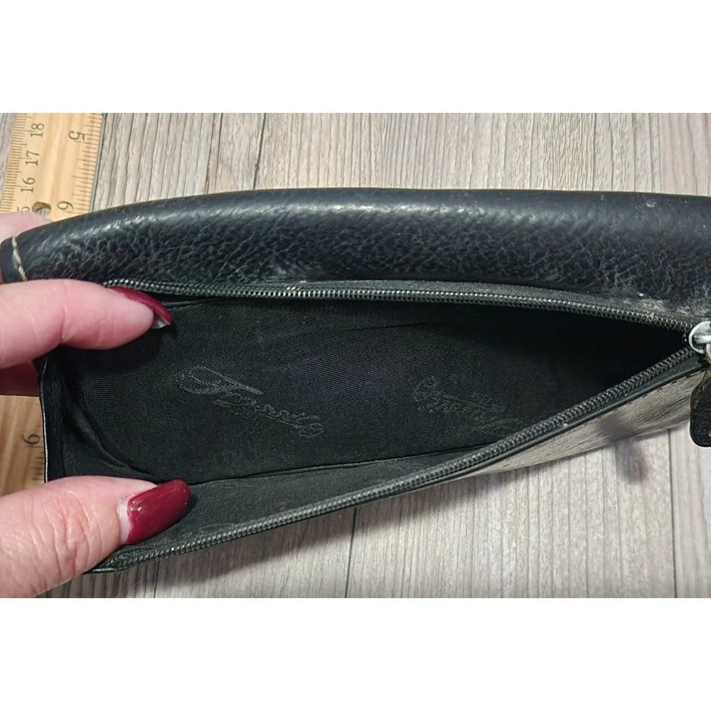Fossil Black Leather Wallet Clutch Zip‎ Around Continental Style